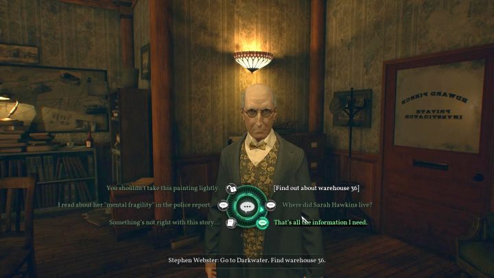 Wybór opcji dialogowych uzależniony jest od zbadanych przedmiotów, jak i posiadanych zdolności. - Rozdział 1 - Pierce Investigations Agency, Boston | Solucja Call of Cthulhu - Call of Cthulhu - poradnik do gry