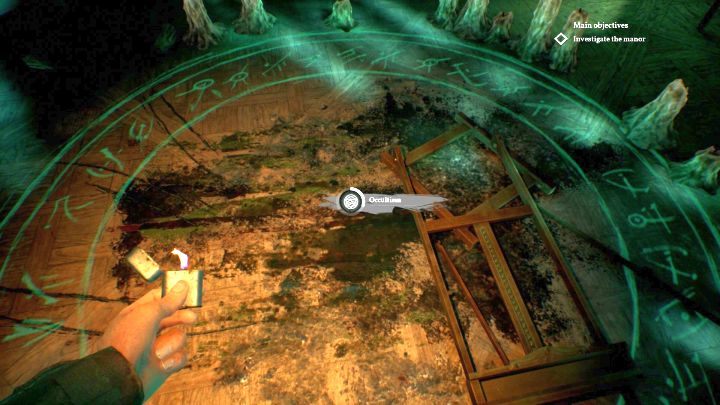 Ceremonialny krąg na podłodze. - Rozdział 3 - Ogrody w posiadłości rodziny Hawkins | Solucja Call of Cthulhu - Call of Cthulhu - poradnik do gry