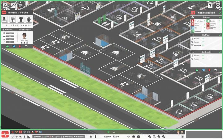 Na ekranie zarządzania możesz zobaczyć wymagania do poprawnego działania oddziału ICU. - Odział intensywnej terapii w Project Hospital - Project Hospital - poradnik do gry