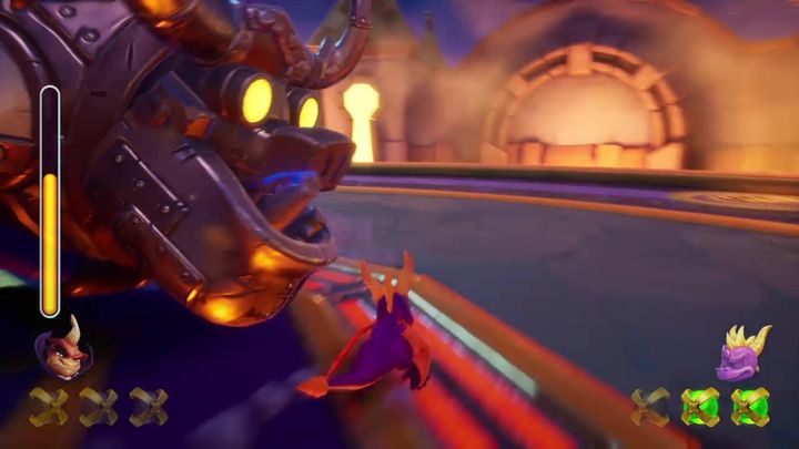 Po zebraniu 3 kul zaatakuj Ripta, po czym powtórz wszystkie czynności ponownie, aż do spadku poziomu życia Ripta - Ripto - boss w Spyro 2: Riptos Rage! - Spyro Reignited Trilogy - poradnik do gry