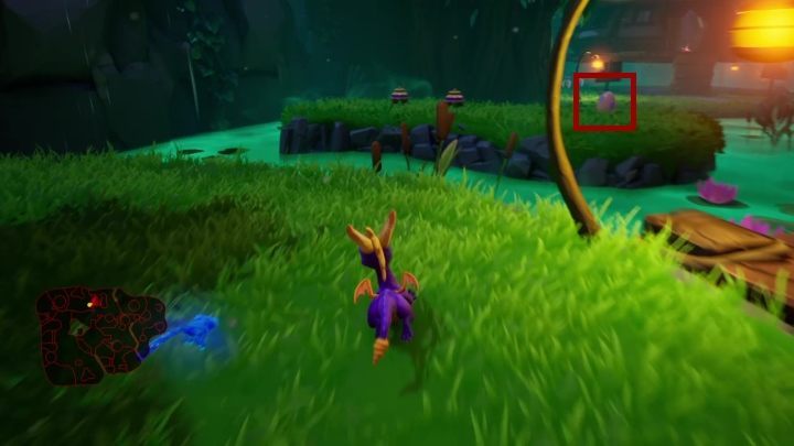 Jajo znajduje się na wyspie na którą możesz wskoczyć z końca polny, na której stoi drugi domek - Jajka | Tajemnice i Sekrety w Spyro: Year Of The Dragon - Spyro Reignited Trilogy - poradnik do gry