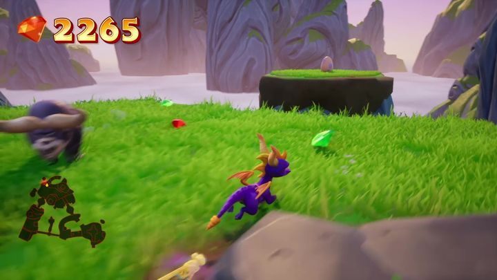Tuż obok wejścia do drugiej lokacji znajdziesz małą wyspekę znajdziesz na niej pierwsze jajo - Jajka | Tajemnice i Sekrety w Spyro: Year Of The Dragon - Spyro Reignited Trilogy - poradnik do gry