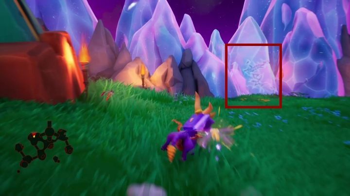 Obok przejścia do poziomu Pustynne Ruiny znajdziesz pękniętą ścianę - Jajka | Tajemnice i Sekrety w Spyro: Year Of The Dragon - Spyro Reignited Trilogy - poradnik do gry