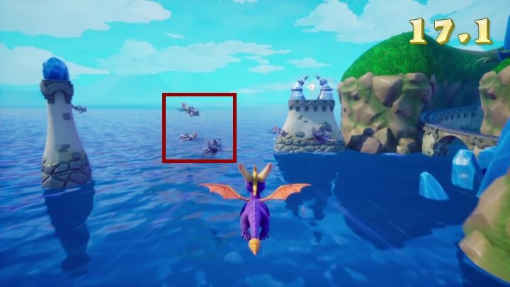 Celuj w największe skupiska samolotów, tak by zniszczyć samoloty w jak najkrótszym odstępie czasowym - Słoneczny Szlak - Solucja Spyro the Dragon - Spyro Reignited Trilogy - poradnik do gry