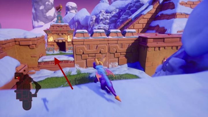 Przejdź przez dziedziniec i wejdź po schodach - Śnieżne Świątynie - Solucja do Spyro: Year Of The Dragon - Spyro Reignited Trilogy - poradnik do gry