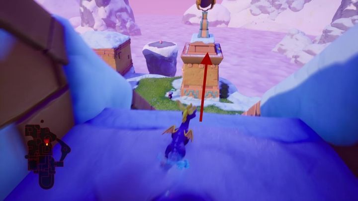 Możesz ich także użyć do skoku na dach znajdujący się przy murze przez który przeskoczyłeś - Śnieżne Świątynie - Solucja do Spyro: Year Of The Dragon - Spyro Reignited Trilogy - poradnik do gry