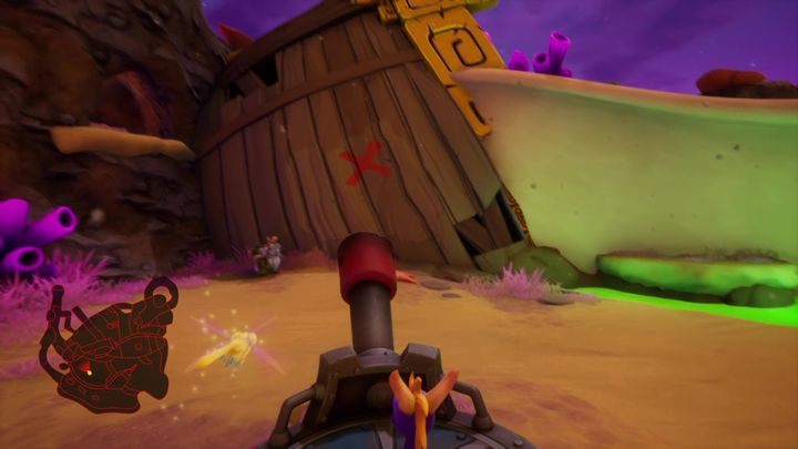 Następnie działem zniszcz fragment okrętu, na którym znajdziesz czerwony krzyżyk - Zaginiona Flota - Solucja do Spyro: Year Of The Dragon - Spyro Reignited Trilogy - poradnik do gry