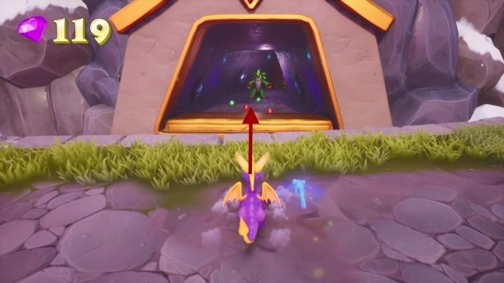 Stamtąd będziesz mógł przeskoczyć do jaskini - Śnieżne grzbiety - Solucja Spyro the Dragon - Spyro Reignited Trilogy - poradnik do gry
