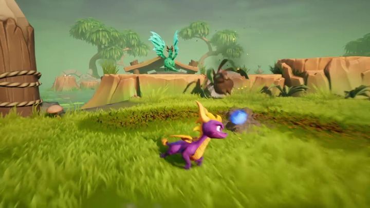 Na przylegającej do wyspy półce znajdziesz natomiast pierwszego smoka do uratowania - Mgliste trzęsawisko - Solucja Spyro the Dragon - Spyro Reignited Trilogy - poradnik do gry