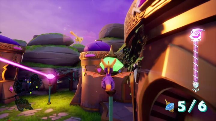 Komentarz: Górnik stojący nieopodal bramy turbolotu poprosi cię o zapalenie wszystkich lamp znajdujących się na dziedzińcu - Migot - Solucja Spyro 2 Riptos Rage! - Spyro Reignited Trilogy - poradnik do gry