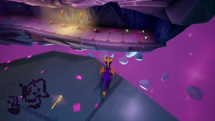 Z okolic miejsca, gdzie zastałeś żółwie, możesz zeskoczyć na kolejną półkę - Mroczny labirynt - Solucja Spyro the Dragon - Spyro Reignited Trilogy - poradnik do gry