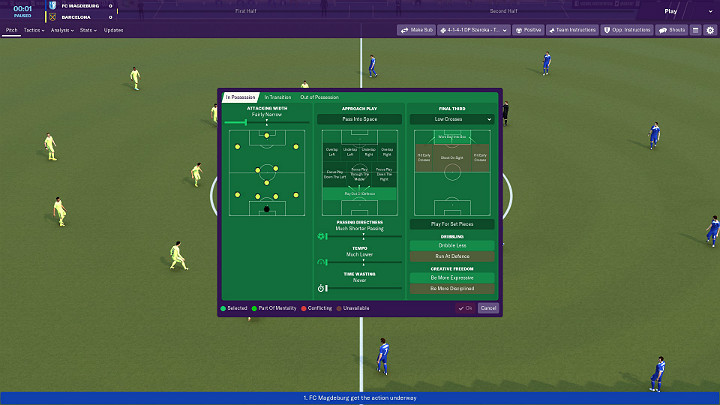 Jeżeli spotkanie nie przebiega po Twojej myśli lub gdy widzisz, że możesz wykorzystać inne warianty gry, warto zastanowić się nad zmianą taktyki - Jak wygrać mecz w Football Manager 2019? - Football Manager 2019 - poradnik do gry