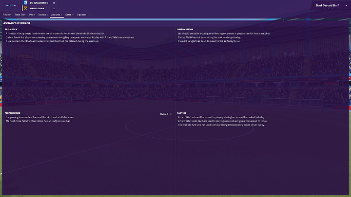Asystent pełni nieocenioną rolę w trakcie meczu i przez cały czas będzie przygotowywał dla Ciebie szczegółowe raporty dotyczące bieżącej sytuacji, a także zaproponuje określone zmiany - Jak wygrać mecz w Football Manager 2019? - Football Manager 2019 - poradnik do gry