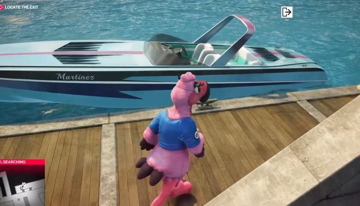 Zabierz najpierw kluczyki z drewnianej wypożyczalni nieopodal - Ucieczka z lokacji w misji Linia Mety (Miami) | Hitman 2 - Hitman 2 - poradnik do gry