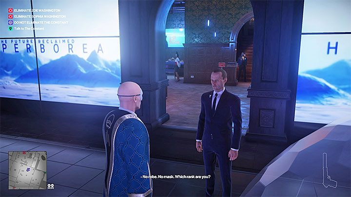 Stała (Constant) to mężczyzna w granatowym garniturze, którego odnajduje się na górnych poziomach zamku - Jak zachować się w sprawie Stałej w misji Stowarzyszenie Arki? | Hitman 2 - Hitman 2 - poradnik do gry