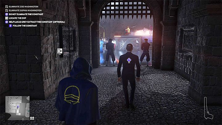 Stała wyruszy w stronę przystani gdzie domyślnie rozpoczynała się misja - Jak zachować się w sprawie Stałej w misji Stowarzyszenie Arki? | Hitman 2 - Hitman 2 - poradnik do gry