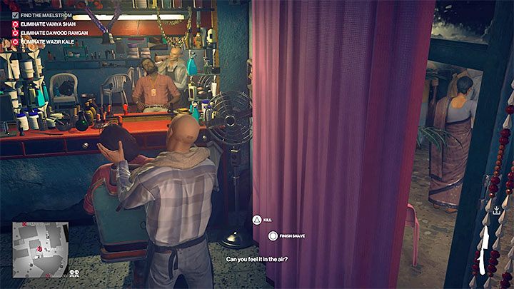 Zaczekaj aż Maelstrom usiądzie na fotelu i rozpocznij strzyżenie - Zadania fabularne w misji Pościg za zjawą | Hitman 2 - Hitman 2 - poradnik do gry