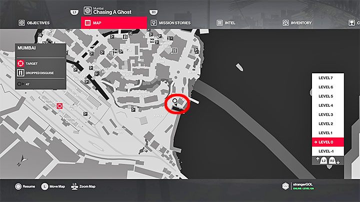 Możesz podążać za krawcem lub od razu dotrzeć do miejsca, w którym na dobre zatrzyma się - jest to obszar z powyższego obrazka - Zadania fabularne w misji Pościg za zjawą | Hitman 2 - Hitman 2 - poradnik do gry