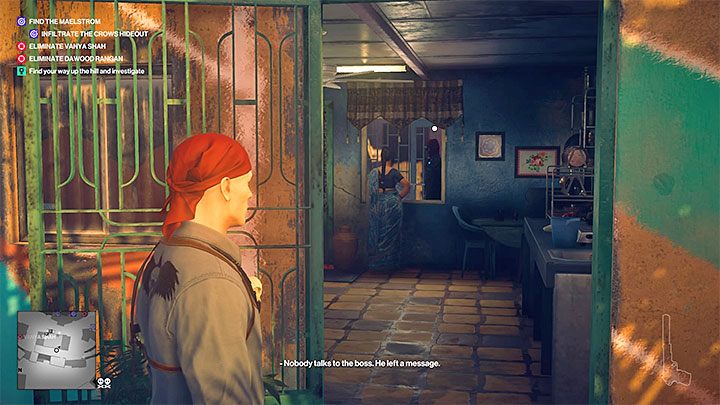 Zainteresuj się domem mieszkalnym, w którym przebywa jedynie kobieta (po dotarciu w to miejsce odpali się nowa rozmowa) - Zadania fabularne w misji Pościg za zjawą | Hitman 2 - Hitman 2 - poradnik do gry