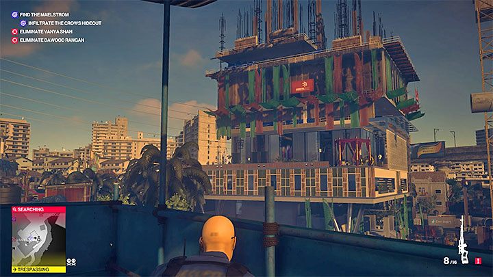 Po zajęciu miejsca w gnieździe snajpera zwróć się w stronę wieżowca - Zamordowanie Dawooda Rangana w misji Pościg za zjawą | Hitman 2 - Hitman 2 - poradnik do gry
