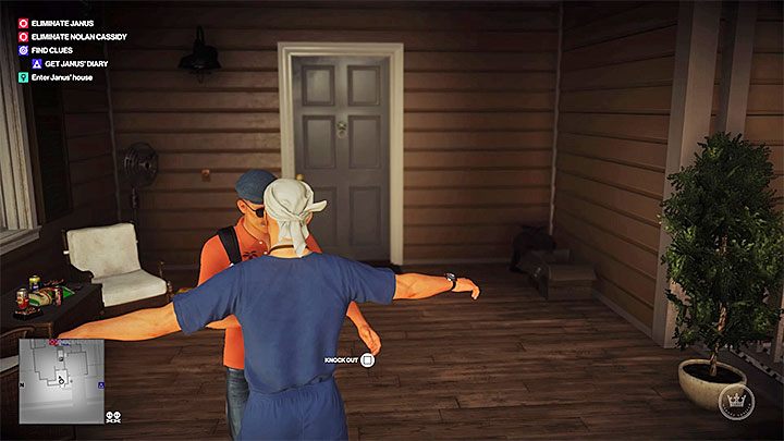 Dotrzyj do posiadłości Janusa i zagadaj do strażnika stojącego przy drzwiach - Misje fabularne w Zatoczce Whittleton | Hitman 2 - Hitman 2 - poradnik do gry