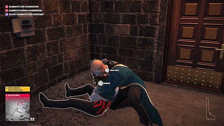 Przebranie zamkowego kelnera możesz zdobyć docierając na zaznaczony na obrazku 1 północno-wschodni balkonik na poziomie 5 (sąsiaduje on z lożą Architektów) - Jak łatwo zdobyć pierwsze przebranie w misji Stowarzyszenie Arki? | Hitman 2 - Hitman 2 - poradnik do gry