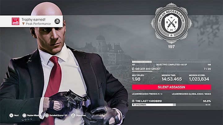 Sposób odblokowania: Zdobądź ponad 1000000 punktów w kontrakcie The Last Yardbird - Hitman 2: Himmelstein - wszystkie trofea, lista - Hitman 2 - poradnik do gry