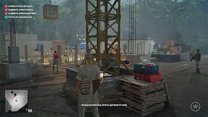 Alternatywny sposób pozbycia się Andrei to zrzucenie na nią zawieszonej na dźwigu skrzyni - Zadania fabularne w misji Trzygłowy wąż | Hitman 2 - Hitman 2 - poradnik do gry