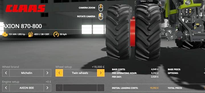 Dla ciągników marki CLAAS (poza najmniejszym) przewidziano także nowe opony marki Michelin oraz Mitas - Farming Simulator 19: Platinum Expansion (CLAAS Pack) - Farming Simulator 19 - poradnik do gry