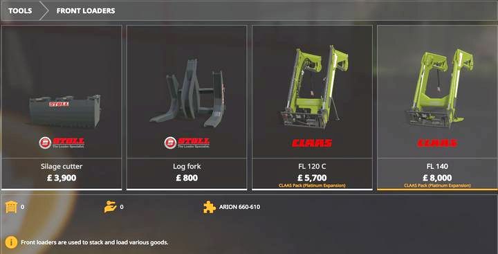W dodatku otrzymujecie także ładowacze czołowe marki CLAAS, dwa modele: FL 120C dla mniejszych ciągników oraz FL 140 dla cięższych - Farming Simulator 19: Platinum Expansion (CLAAS Pack) - Farming Simulator 19 - poradnik do gry