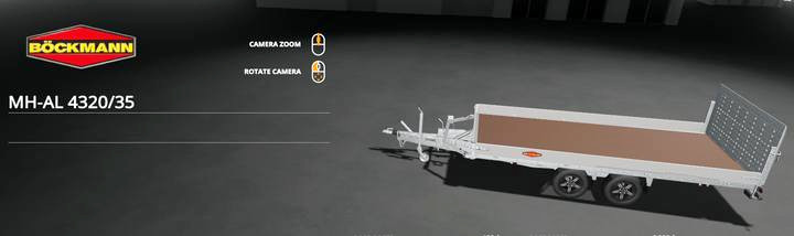 Dostępna jest także (kategoria: Pozostałe) mała przyczepa transportowa / laweta Bockmann MH-AL 4320/35 - Farming Simulator 19: Alpine Farming Expansion - Farming Simulator 19 - poradnik do gry