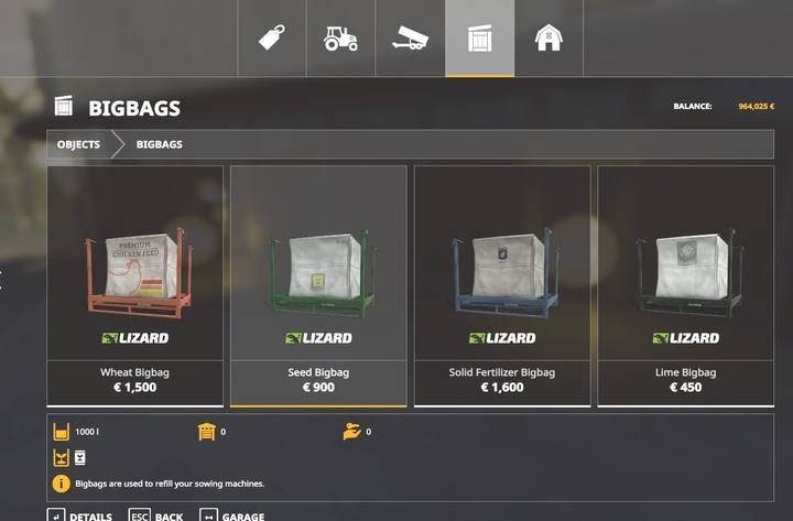 Każdy siewnik lub sadzarkę napełnisz przy Sklepie z odpowiednich palet - Farming Simulator 19: Zboża - uprawa, porady - Farming Simulator 19 - poradnik do gry