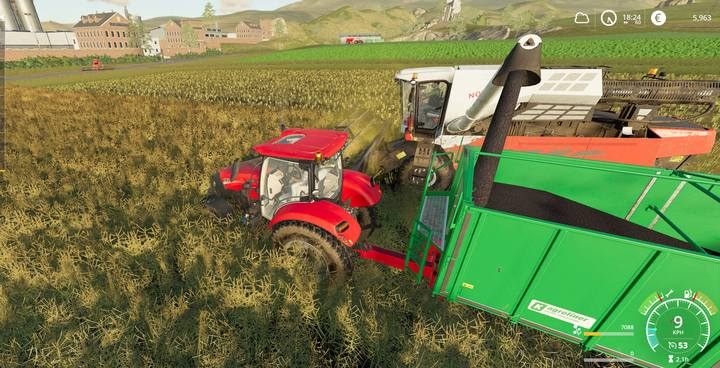 Wykorzystaj traktory z wąskimi oponami, by nie uszkodzić plonów podczas opróżniania kombajnu - Farming Simulator 19: Zboża - uprawa, porady - Farming Simulator 19 - poradnik do gry