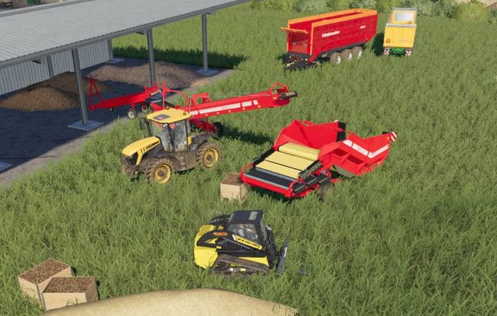 System pasów umożliwia automatyczne przenoszenie porzuconych w polu kartofli i buraków do naczepy - Farming Simulator 19: Magazynowanie zbiorów - Farming Simulator 19 - poradnik do gry