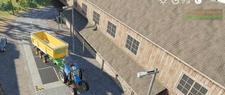 W każdym skupie znajdziesz miejsce, gdzie możesz wyładować wywrotkę po prostu przesypując jej zawartość od otworu - Farming Simulator 19: Sprzedaż upraw - Farming Simulator 19 - poradnik do gry