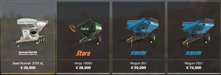 Dostępne są cztery modele wozów przeładunkowych o różnej pojemności - Farming Simulator 19: Zbiorniki maszyn - jak napełniać? - Farming Simulator 19 - poradnik do gry