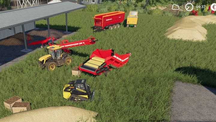 Na system pasów składają się cztery maszyny, które mogą współgrać ze sobą, lecz nie wszystkie są wymagane do działania systemu - Farming Simulator 19: System pasów - jak działa? - Farming Simulator 19 - poradnik do gry