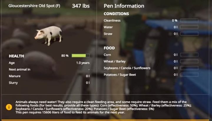 Sposób żywienia świń nie różni się od tego z podstawowej wersji Farming Simulator 19 - im lepsza jakość pożywienia, tym zwierzęta szybciej przybierają na masie i rośnie ich wartość - Farming Simulator 19: Seasons 19 - Zwierzęta, hodowla - Farming Simulator 19 - poradnik do gry