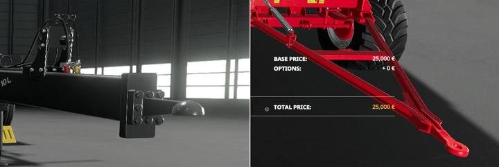 Podłączenie naczep: zaczep kulowy (lewo) i sworzniowy (prawo) - Farming Simulator 19: Pojazdy dostępne w grze - zestawienie - Farming Simulator 19 - poradnik do gry