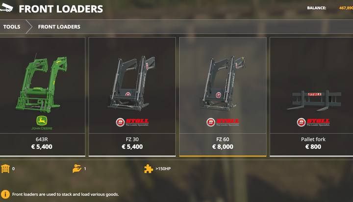 Ładowacze i końcówki dla ciągników i ładowacza Kramer znajdziesz w zakładce sklepu Ładowacze czołowe - Farming Simulator 19: Ładowacze - Farming Simulator 19 - poradnik do gry