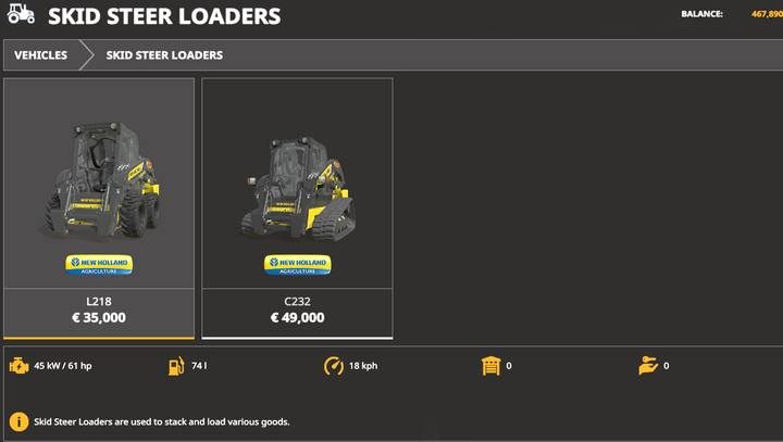 New Holland L218 / C232 - Farming Simulator 19: Ładowacze - Farming Simulator 19 - poradnik do gry
