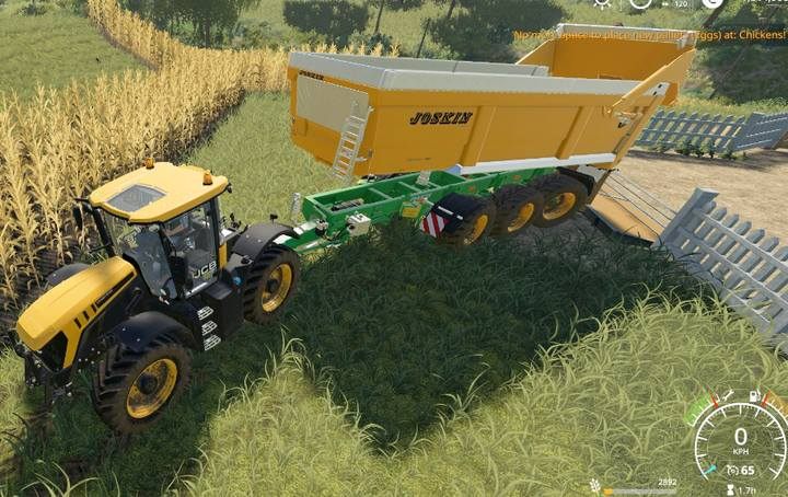 Pora karmienia - opróżnij naczepę z ziarnem przy kurniku w oznaczonej strefie - Farming Simulator 19: Kury - hodowla - Farming Simulator 19 - poradnik do gry