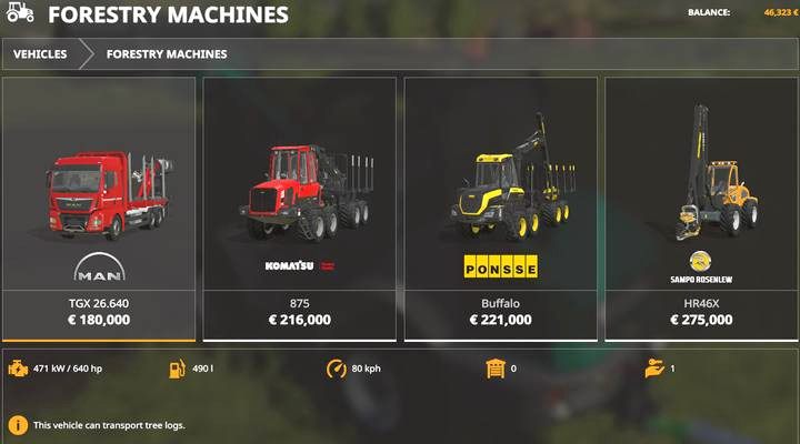 Ciężarówki do transportu drzew - Farming Simulator 19: Obróbka drzew - ścinka, pnie, sprzedaż - Farming Simulator 19 - poradnik do gry