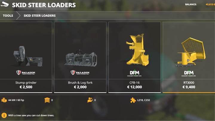 Dodatki do miniładowaczy - Farming Simulator 19: Obróbka drzew - ścinka, pnie, sprzedaż - Farming Simulator 19 - poradnik do gry