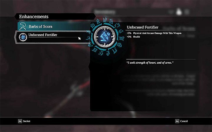 Udoskonalenia możesz montować przechodząc do inwentarza, wybierając z niego jedną z posiadanych broni i wciskając stosowny przycisk - Ulepszanie broni i udoskonalenia w grze Darksiders 3 - Darksiders 3 - poradnik do gry