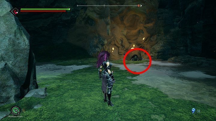 Zabierz ze sobą żuka i przejdź nieco wyżej wcześniej wypalonym przejściem - Zaświaty | Solucja do gry Darksiders 3 - Darksiders 3 - poradnik do gry