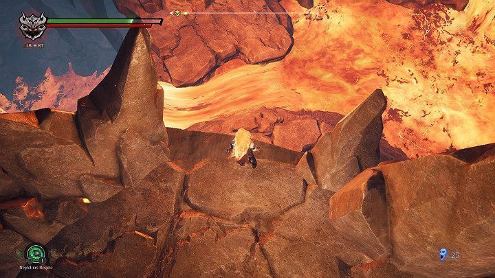 Droga na wprost prowadzi do dalszej części lokacji, ale w pierwszej kolejności możesz zeskoczyć z prawej strony mostu - Esencje | Solucja do gry Darksiders 3 - Darksiders 3 - poradnik do gry