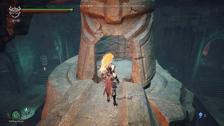 Wróć na środek mostu i skorzystaj z podwójnego skoku, aby wejść na wyższy poziom - Esencje cz. 2 - Katakumby | Solucja do gry Darksiders 3 - Darksiders 3 - poradnik do gry