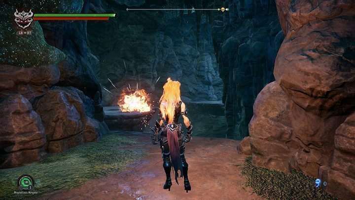 Twoim zadaniem będzie przeskakiwanie pomiędzy pułkami skalnymi - Esencje cz. 2 - Katakumby | Solucja do gry Darksiders 3 - Darksiders 3 - poradnik do gry