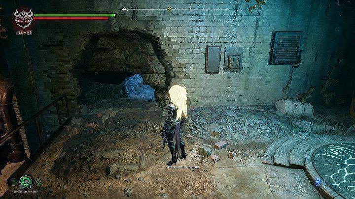 W pomieszczeniu z Vulgrimem znajduje się włącznik prądu, który otworzy przejście do sieci kanalizacyjnej - Zaświaty cz.2 | Solucja do gry Darksiders 3 - Darksiders 3 - poradnik do gry